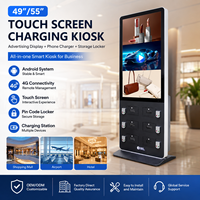 Kiosco Interactivo con Pantalla Táctil Android 4G de 49/55 Pulgadas para Interiores, Estación de Carga para Celulares con Casillero con Código PIN