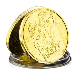 हैप्पी हैलोवीन संग्रहणीय सोना मढ़वाया स्मारिका सिक्का कद्दू सिर चुड़ैल पैटर्न रचनात्मक उपहार संग्रह स्मारक सिक्का