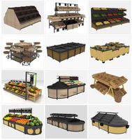 3-laags enkelzijdig meerlaags metalen & houten stevig supermarkt rek voor fruit en groenten