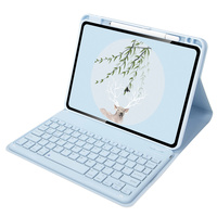 Casing Keyboard Nirkabel Bulat dengan Penyangga untuk iPad Pro 11 2018 2020 2021 Air 4 10.9 dengan Slot Pensil