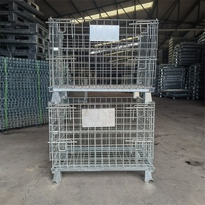 Bền Có Thể Gập Lại Thép Mạ Kẽm Dây Lưới Lồng Công Nghiệp Kho Hậu Cần Pallet Cho Hàng Hóa Và Lưu Trữ <span class=keywords><strong>Stackable</strong></span> Container - Product Image 5