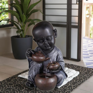 Fontaine d'eau en polyrésine pour jardin, jeune <span class=keywords><strong>moine</strong></span> d'intérieur - Product Image 2