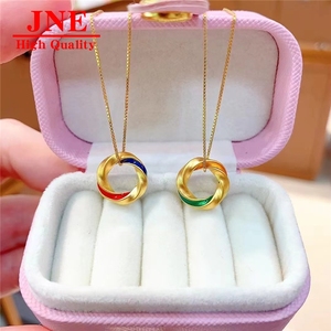 Collar con Colgante de Tira de Mobius de Oro 999, Cadena de Clavícula con Colgante de Oro Pintado, Regalo Festivo para <span class=keywords><strong>Novia</strong></span> - Product Image 1