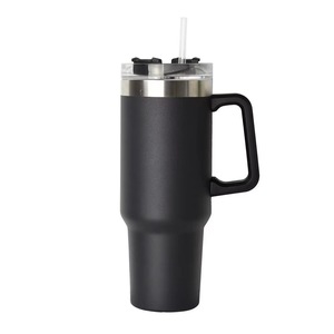 Thermos à double paroi en acier inoxydable 304 en gros, tasse à café de voyage avec poignée et paille, anti-fuite, sans BPA - Product Image 5