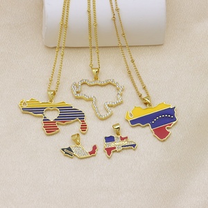 Collar Jinyuan con Colgante de Cobre Chapado en Oro de 18K con Diseño de Gota de Aceite y Cadena de Bambú, Diseño de <span class=keywords><strong>Mapa</strong></span> Nacional, Moderno - Product Image 2
