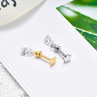 Vente en gros de Piercings Labret à enfiler en Titane G23 ASTM F136, motif fleur à dos plat, clous d'oreille tendance, bijoux de lèvre délicats