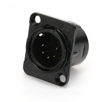 Prise XLR mâle 5 broches sur mesure à montage sur panneau, boîtier noir, broches plaquées or, bride de type D pour projecteur à tête mobile