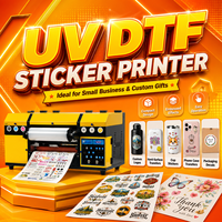Imprimante UV DTF A3 à double tête, machine rouleau à rouleau avec encre blanche et vernis pour étiquettes en cristal, autocollants et décalcomanies personnalisées