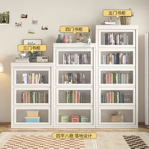 Prateleira de piso moderno, prateleira branca para livros, sala de estar, móveis, armário, porta de vidro aberto, combinação livre, estante