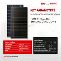 Panneau solaire LONGI Tier1 HIMO X10 LR8-66HVD 640W650W660W665W double vitrage bifacial cellule HPBC type N 24,8% d'efficacité pour la maison