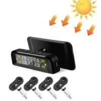 Système TPMS Haute Précision à Connexion Rapide Sans Programmation, Capteur de Pression des Pneus Universel Alimenté par Énergie Solaire, Fixation sur Vitre pour Voiture