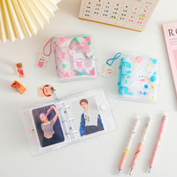 Álbum para Tarjetas Ute, Carpeta para Photocards de Kpop, Libro Organizador de Fotos de 3 Anillas con Diseño de Dibujos Animados, Mini Cuaderno de Hojas Sueltas con Bolsillos Transparentes de PVC