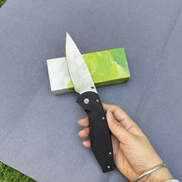 Couteau pliant de camping en plein air, manche noir G10, lame en acier inoxydable satiné à pointe tombante, couteau de poche EDC, personnalisable OEM