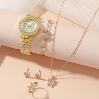 Nouvel ensemble de montres décontractées en alliage à quartz pour femme, motif papillon, 5 pièces/ensemble, idéal pour la Saint-Valentin, la fête des Mères et Noël 2026