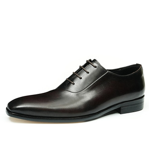 Men's Genuine Leather Oxfords Pointed Toe Lace-Up Dress Shoes Solid Office Wear All Seasons Drop Shipping - Product Image 1