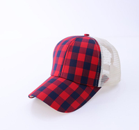 Casquette de sport pour femme en coton, motif léopard, avec ouverture pour queue de cheval, 6 panneaux, snapback, motif écossais, casquette de baseball avec ouverture pour queue de cheval, rouge
