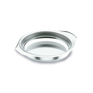 Plato para huevos de acero inoxidable redondo con asas para uso en la cocina - Product Image 1