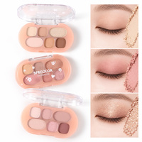 Palette de fards à paupières 6 couleurs, mat et scintillant, mélangeable, tons terreux, cosmétique portable et mignon pour le maquillage quotidien des yeux