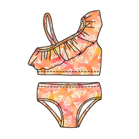 Nuevo Conjunto de Bikini para Niña, Traje de Baño de Dos Piezas con Volantes sin Mangas para Niñas Pequeñas, Estampados Personalizados, Ropa de Playa para Niños