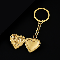 Ywyougang Porte-clés Cœur Rose 4 Couleurs, Médaillon Ouvrable avec Cadre Photo, Pendentif Amour en Acier Inoxydable, Cadeau