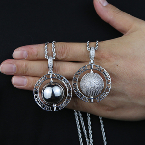 Lettera all'ingrosso, il mondo è tuo, <span class=keywords><strong>collana</strong></span> Hip Hop con ciondolo rotondi rotondi con gioielli da uomo placcati in rodio - Product Image 4