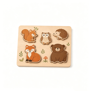 Juguete de madera Montessori personalizado al por mayor de fábrica, rompecabezas de animales con diseño de dibujos animados de Vietnam, juguetes de apilamiento de madera interactivos para niños - Product Image 3