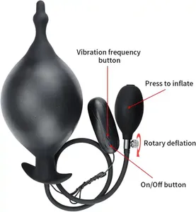 سدادة شرجية قابلة للنفخ هزاز 12 وضع هزاز سيليكون المكونات <span class=keywords><strong>2</strong></span> في 1 نفخ المهبل توسيع المؤخرة BDSM ألعاب جنسية للرجال - Product Image 4