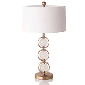 Contemporary Luxury Iron Base Fabric Shade Gold Desk Lamp Hotel Table Lamp