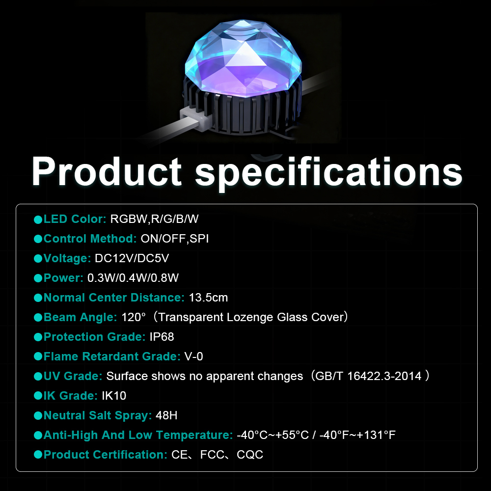 OEM ODM LED Pixel Point Light Supplier with IP68 Design