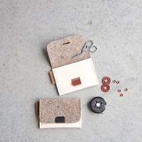 Mini trousse de couture en feutre PU, pochette faite à la main pour aiguilles et fils, sac de rangement simple pour outils de broderie