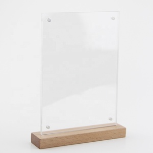 Acrylic gỗ khung ảnh từ với sồi cơ sở phong cách máy tính để bàn <span class=keywords><strong>Rack</strong></span> hiển thị - Product Image 5