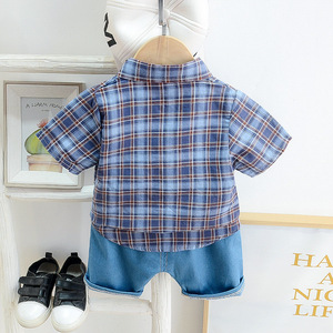 Di Alta Qualità di modo Dei Vestiti Per I <span class=keywords><strong>Bambini</strong></span> <span class=keywords><strong>Bambini</strong></span> Abiti <span class=keywords><strong>Plaid</strong></span> Set 2-piece Set Per Il Ragazzo Che Indossa - Product Image 2
