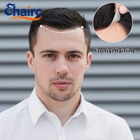 Prothèse capillaire frontale VShape pour hommes, patch capillaire en PU transparent, 100% cheveux humains, ligne de cheveux naturelle indétectable, invisible, vente en gros