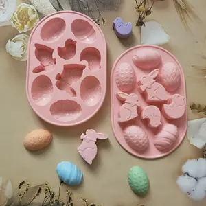 Paskalya silikon kalıp tavşan renkli yumurta çikolatalı kek şeker mum sabun kalıp tatil dekorasyon pişirme araçları ev yapımı