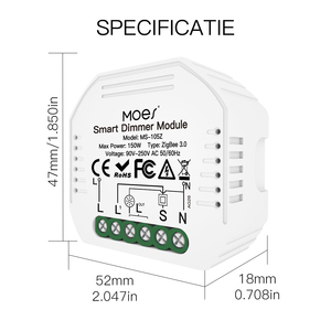 Mini Interruptor Inteligente Moes DIY Tuya ZigBee 3.0, Requiere Hub ZigBee3.0, Funciona con <span class=keywords><strong>Alexa</strong></span> y Google Home, Control por Voz, 1/2 Vías - Product Image 6