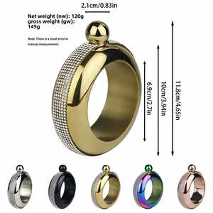 Botella de Licor Oculta en Forma de Brazalete de Acero Inoxidable de 3.5oz con Tapa de Diamantes de Imitación, Personalizable con Logotipo, Regalo de Lujo para Mujeres - Product Image 2