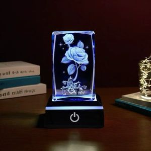 Honor của pha lê 3D tinh thể Laser Quà tặng đám cưới pha lê khối lập phương khối với đèn LED cơ sở - Product Image 2