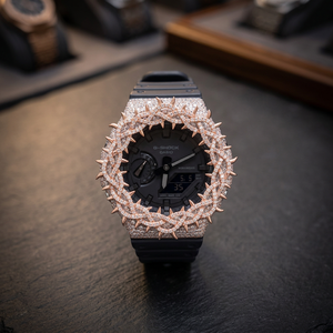 Montre de luxe pour femme en or rose incrustée de diamants, à aiguilles, mouvement à quartz analogique, 38 mm, acier inoxydable, cadran bleu nuit, étanche 10 bars - Product Image 3