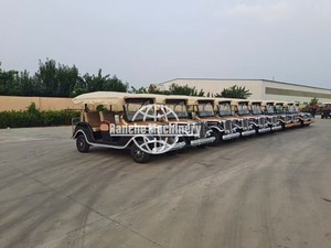 Voiture de loisirs électrique noire à trois rangées, style classique, pour visites touristiques, voiturette de golf rétro, voiture vintage avec auvent, 6 à 14 places, vitesse de 30 à 40 km/h - Product Image 3