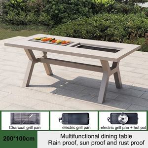 Design moderne Table <span class=keywords><strong>de</strong></span> barbecue pour l'extérieur Combo charbon <span class=keywords><strong>de</strong></span> bois et gril électrique Unité <span class=keywords><strong>de</strong></span> cuisson tout-en-un Table à usage multiple - Product Image 5