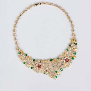 Luxe grande fleur femmes robe de soirée de mariage bijoux mariée zircon cubique collier boucles d'oreilles ensembles de bijoux S-0029 - Product Image 4