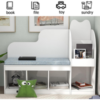 WDF-Armario de Madera Moderno para Almacenamiento de Juguetes, Estante de Exhibición de Libros, Estantería para Niños, Muebles de Sala de Estar, con Cojín de Asiento