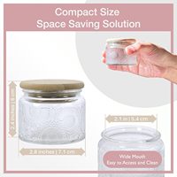 Petits pots en verre décoratifs roses vintage de 4 oz avec couvercles hermétiques en bambou pour épices de cuisine, fabrication de bougies, salle de bain