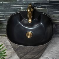 Évier sur pied en céramique de style moderne Lavabo extérieur monotrou sur pied pour cour balcon hôtel Égouttoir intégré