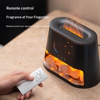 Humidificateur et diffuseur d'arômes à effet flamme en pierre de sel, nouveau modèle ; Diffuseur d'huiles essentielles à effet flamme dégradé sept couleurs, alimenté par USB, pour la maison et le bureau
