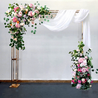 Arche de mariage carrée de luxe en métal doré français, ensemble de supports de toile de fond réglables à double colonne, cadre d'arche en fer pour décoration d'événements