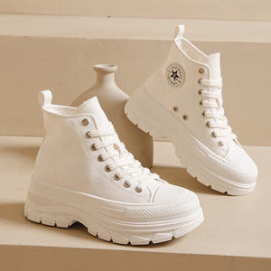 2024 नए लोकप्रिय मोटे सोल वाले हाई-टॉप कैनवास कैज़ुअल स्पोर्ट्स शूज़ महिलाओं के लिए ब्लैक समर और स्प्रिंग हाई-टॉप्स - Product Image 5