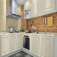 Meubles de cuisine contemporains à panneaux plats, ensemble de placards modulaires, design moderne en L sur mesure pour cuisine, villa, appartement