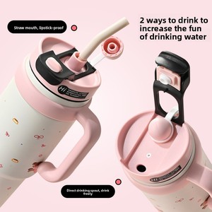 แก้วน้ำเก็บความเย็นสุญญากาศ Big Mac 3D Ice King รุ่นสำหรับสาวๆ ความจุเยอะ แก้วของขวัญ ขวดน้ำ รุ่นใหม่ปี 2024 พร้อมหลอด - Product Image 4