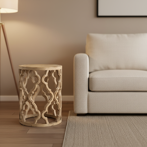 Mesa Auxiliar Hoolnn HL232 de Estilo Rústico Francés, Hecha a Mano con Madera Sólida de Olmo Reciclado, para Sala de Estar, Hotel u Hogar - Product Image 2